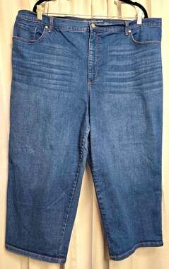 Gloria Vanderbilt Women Plus Size 24 Blue Denim Capri Jeans Stretch 5-Pocket
